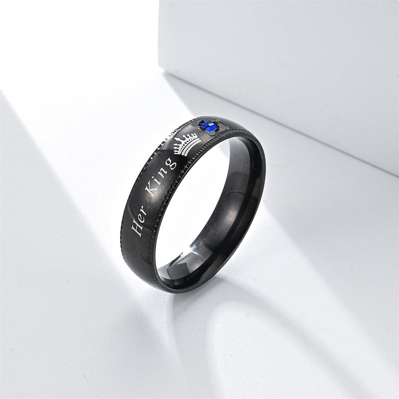 Fashion Stainless Steel Couple King Queen Rings