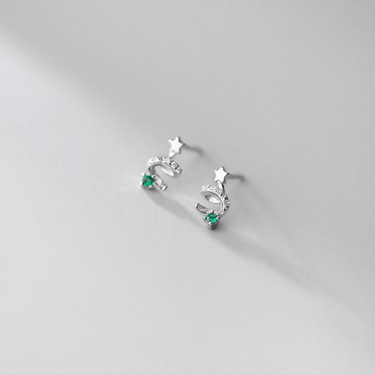 Lodge Sterling Sier Christmas Tree Grandmother Green Earrings