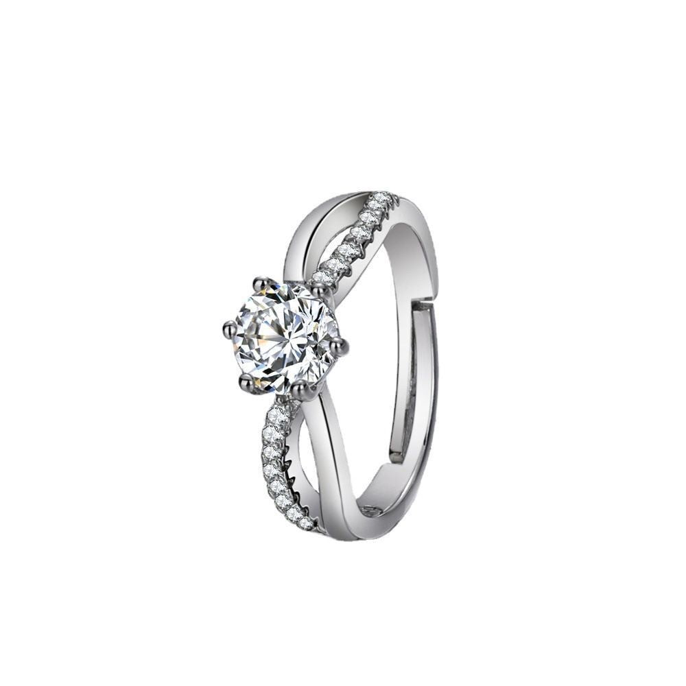 Classic Couple Wedding Diamond Adjustable Mouth Ring