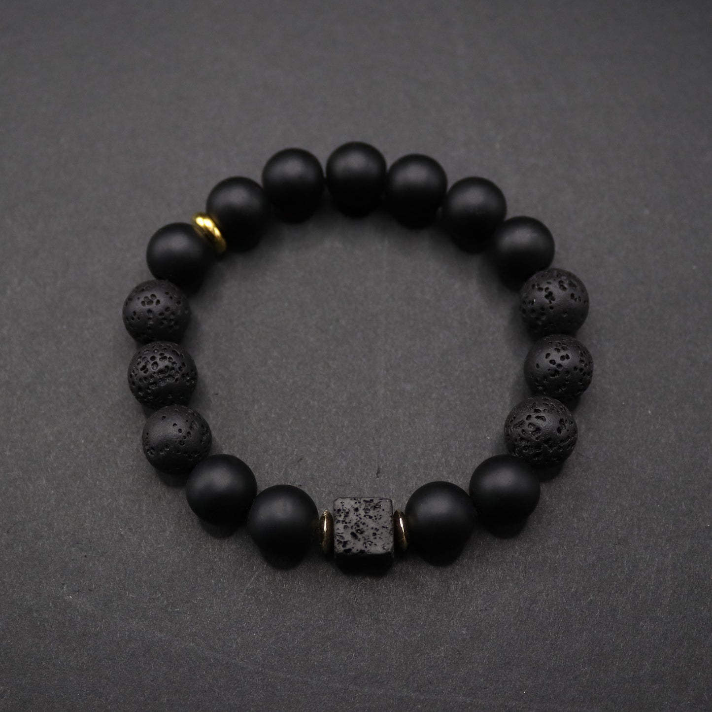 Sense Volcanic Stone Male Obsidian Frosted Geometric Bracelets