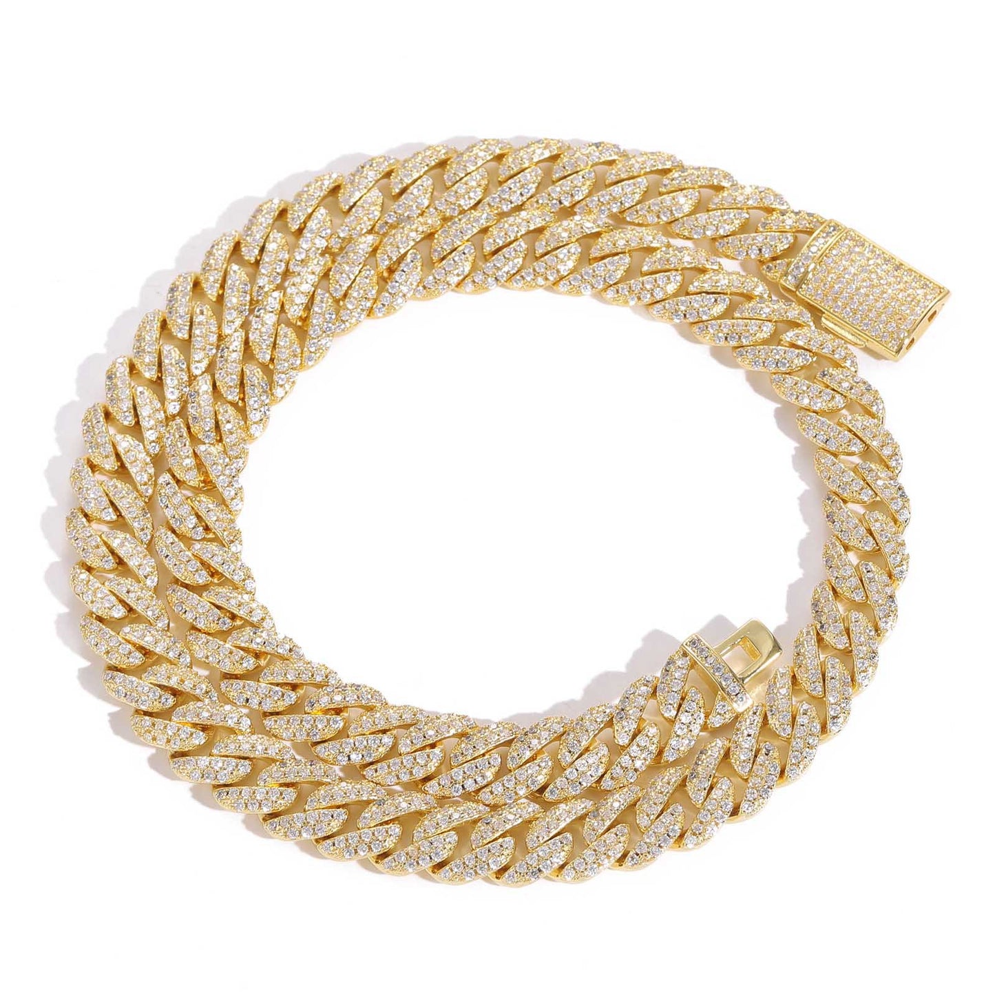 Men's Double Row Zircon Cuban Link Chain Necklaces