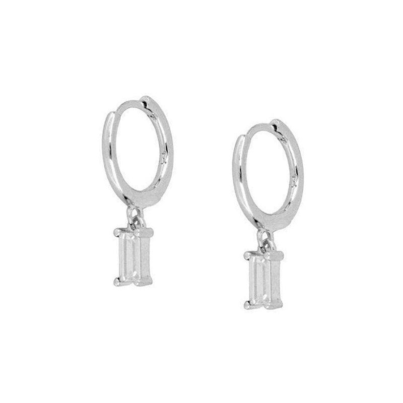 Rectangle Zircon Fashion Ear Clip Female Earrings