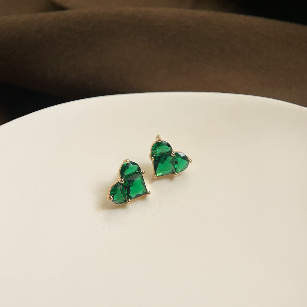 Emerald Zircon Light Luxury High-grade Geometric Temperament Palace Earrings