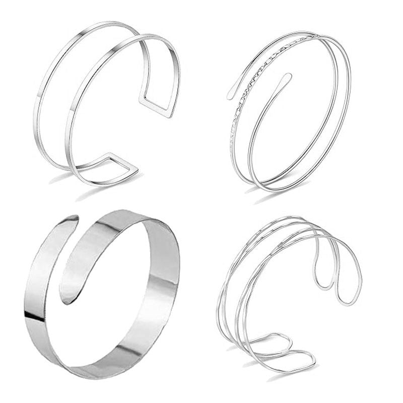 Women's Open Armband Gold Sier Personality Flattening Bracelet