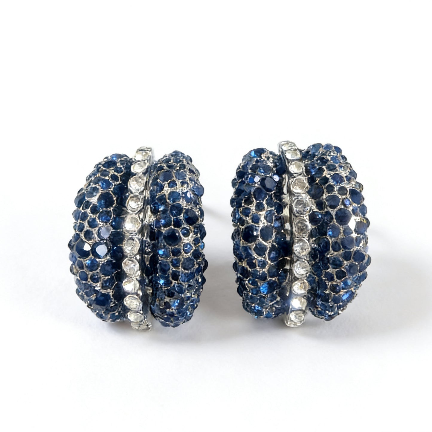 Women's French Entry Lux Fashionable Blue Zircon Full Diamond Ear Racket Earrings