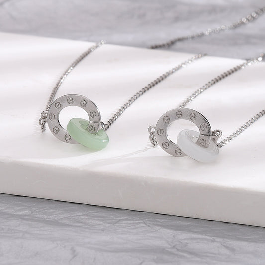 Jade Double Clavicle Chain Ancient Style Creative Necklaces