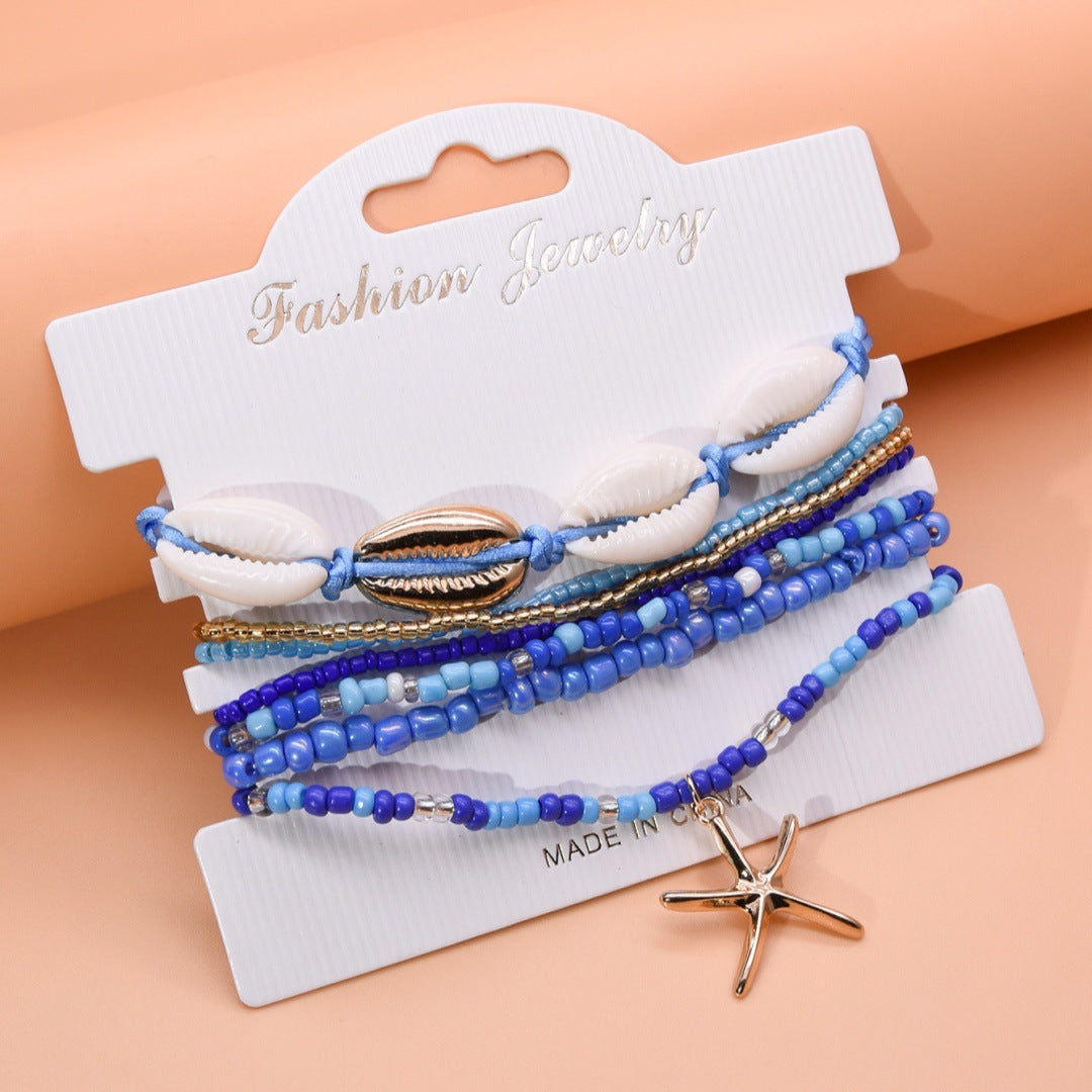 Women's Dopamine Starfish Bead Shell Carrying Strap Bracelets