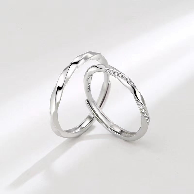 Women's & Men's Personality Mobius Curved Simple Open Valentine's Rings