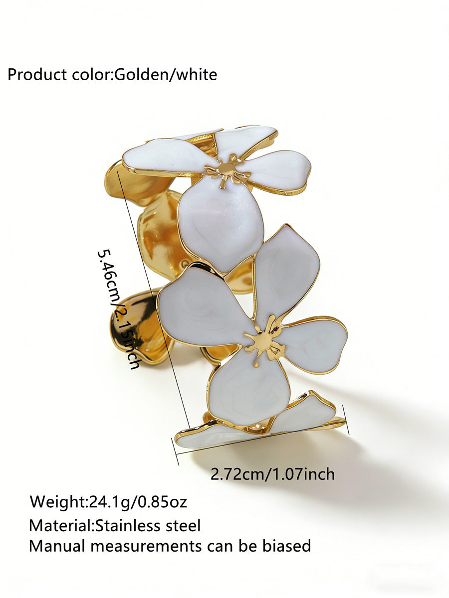 Steel Oil Dripping Cherry Special Interest Light Luxury Flowers Openings Bracelet