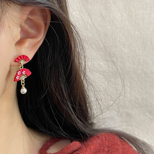 Female Sier Needle Niche Sweet Bow Tassel Rings