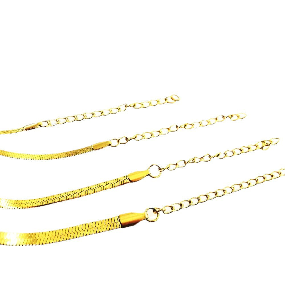 Electroplating Gold Stainless Steel Blade Chain Snake Bracelets