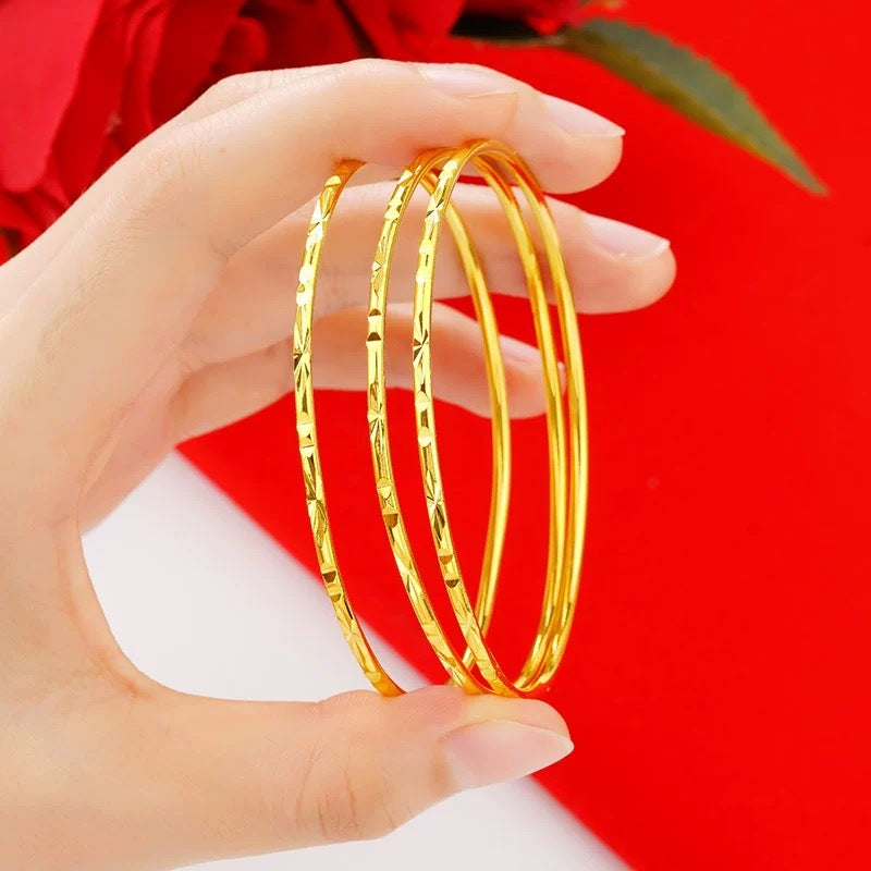 Women's Vietnam Placer Gold Glossy Starry Sky Fine Circle Bracelet