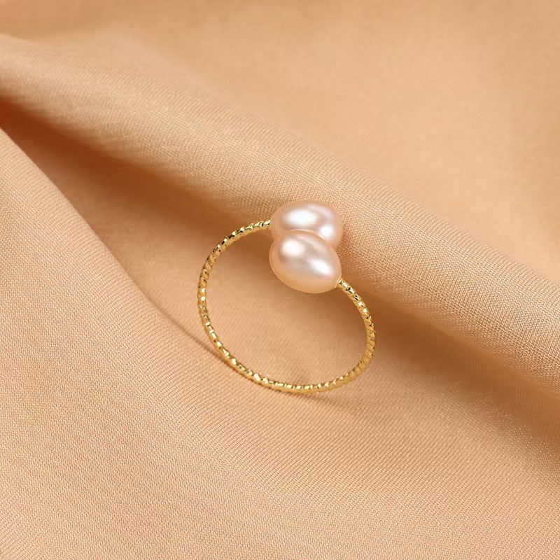 Freshwater Pearl Water Drop Elastic Opening Rings