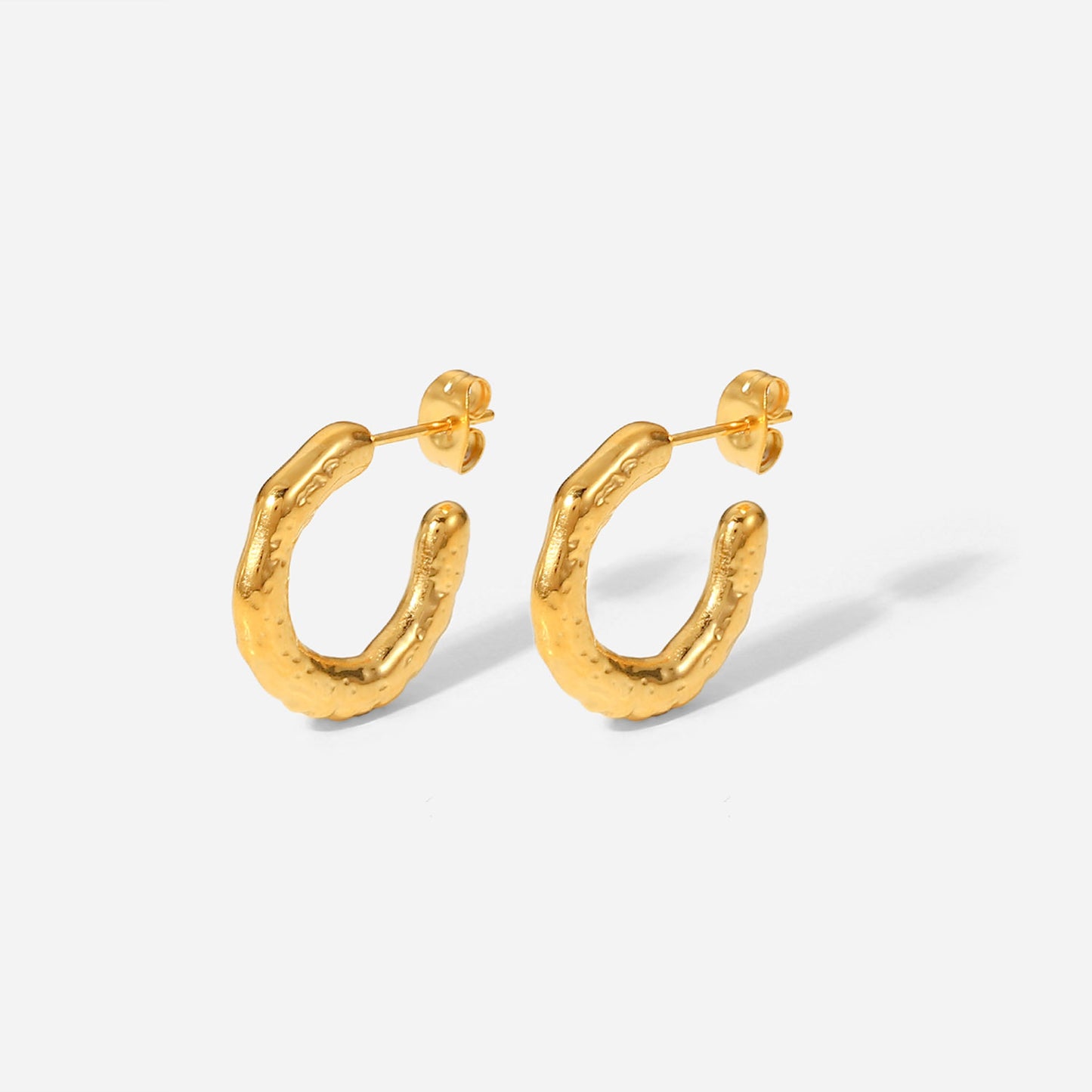 Women's Titanium Steel Gold Stainless Lava Effect Earrings