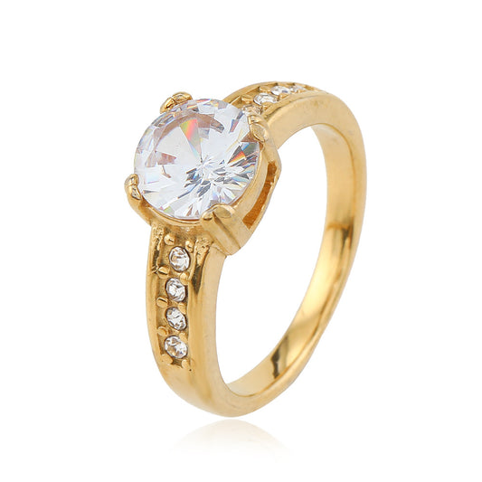 Inlaid Zircon Titanium Steel Female Advanced Rings
