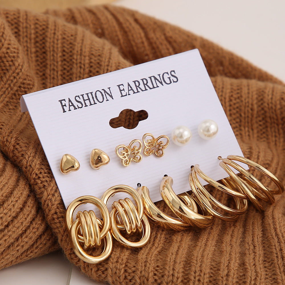 Unique Punk Style Gold Creative Metal Heart Stud Earrings