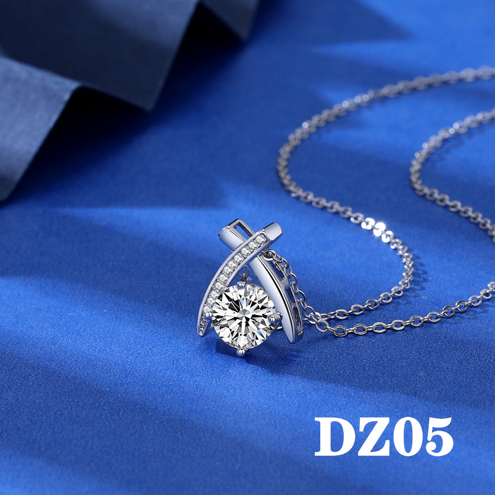 Imitation Moissanite Female White Gold Plated Pendants