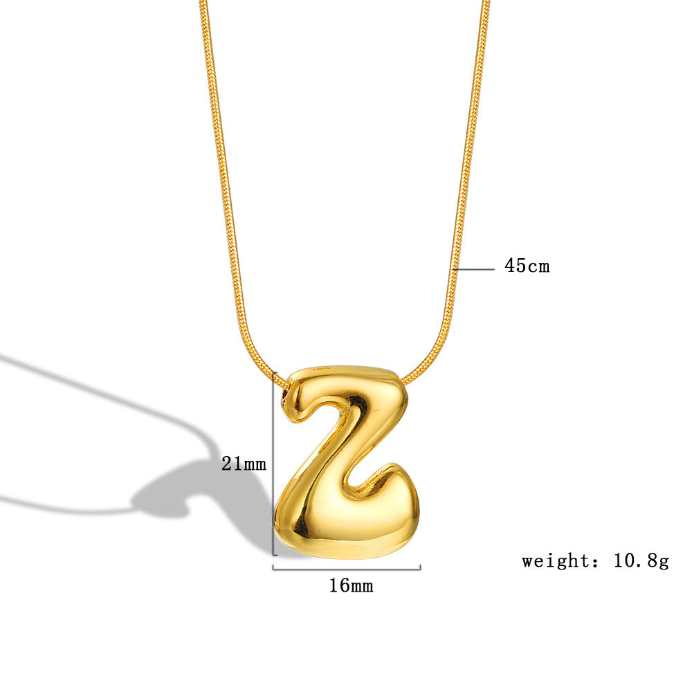 Balloon Bubble Chubby Letter Copper Plated Necklaces
