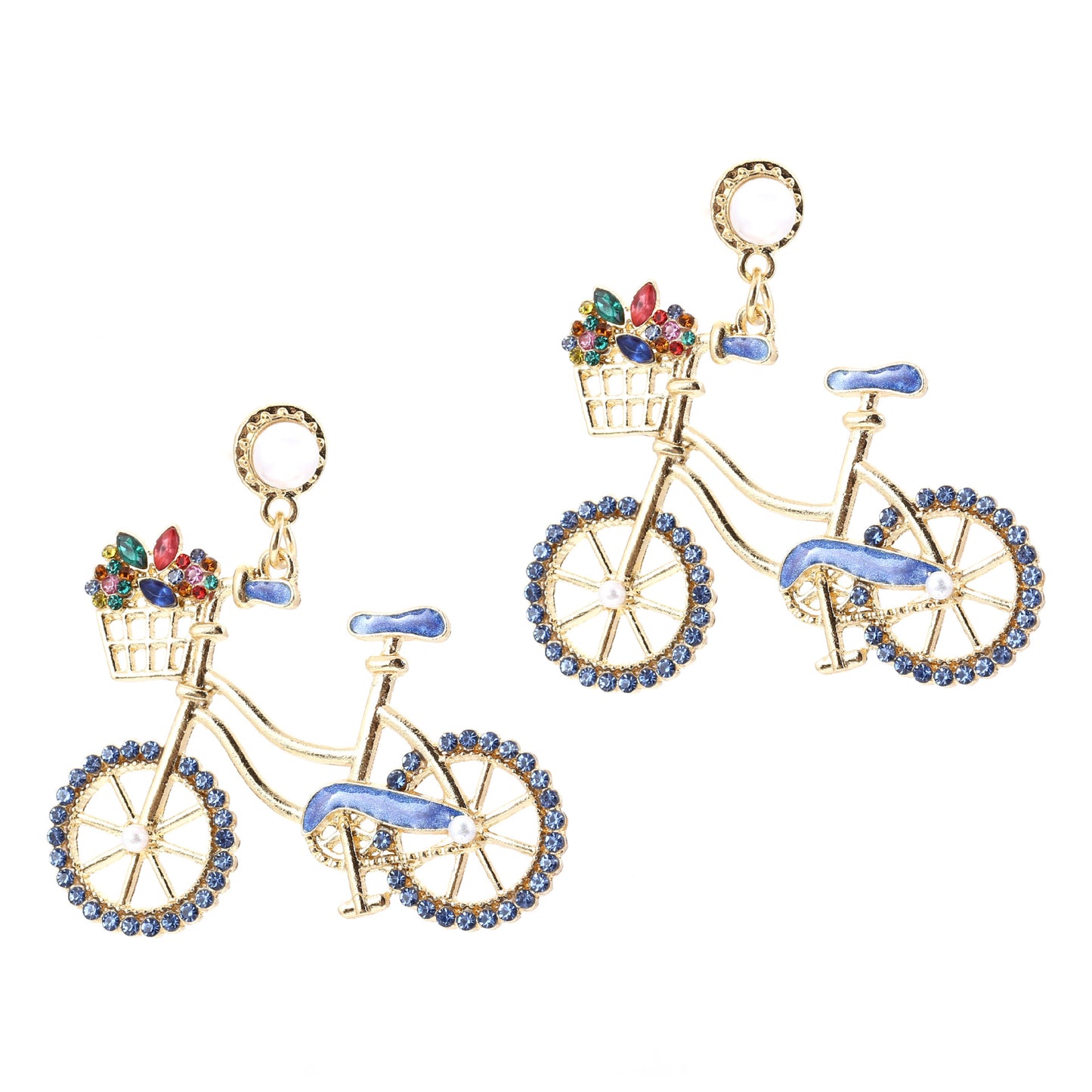 Cute Fashion Bicycle Pearl Zinc Alloy Earrings