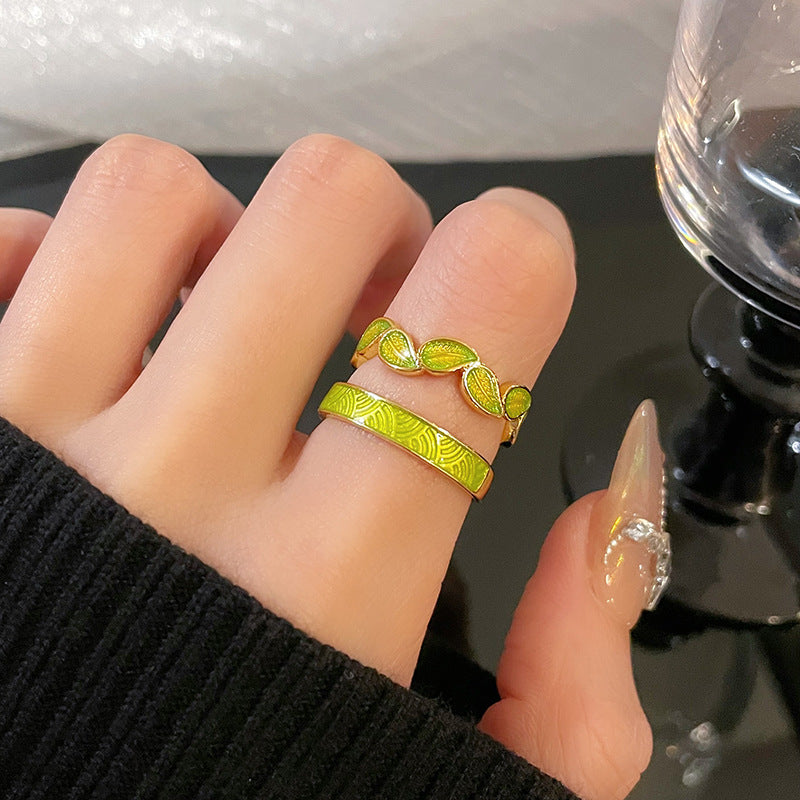 The Rich Enamel Golden Open-end Female Personalized Rings