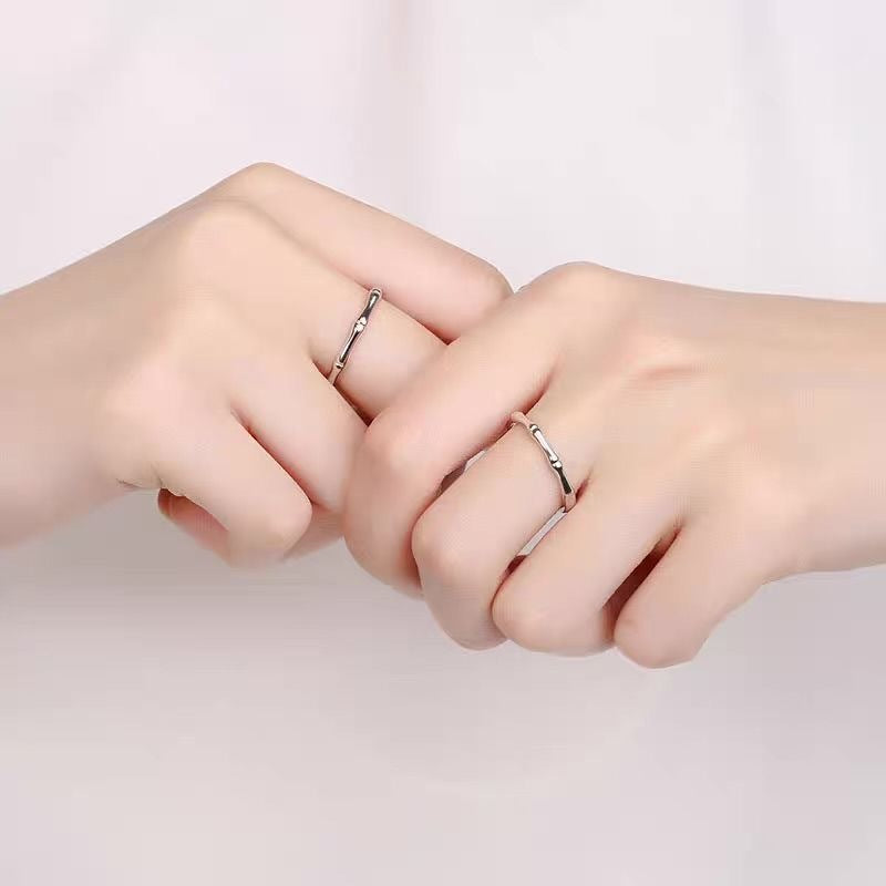 Women's Sier-plated Classic Open Bamboo Adjustable Index Finger Ring
