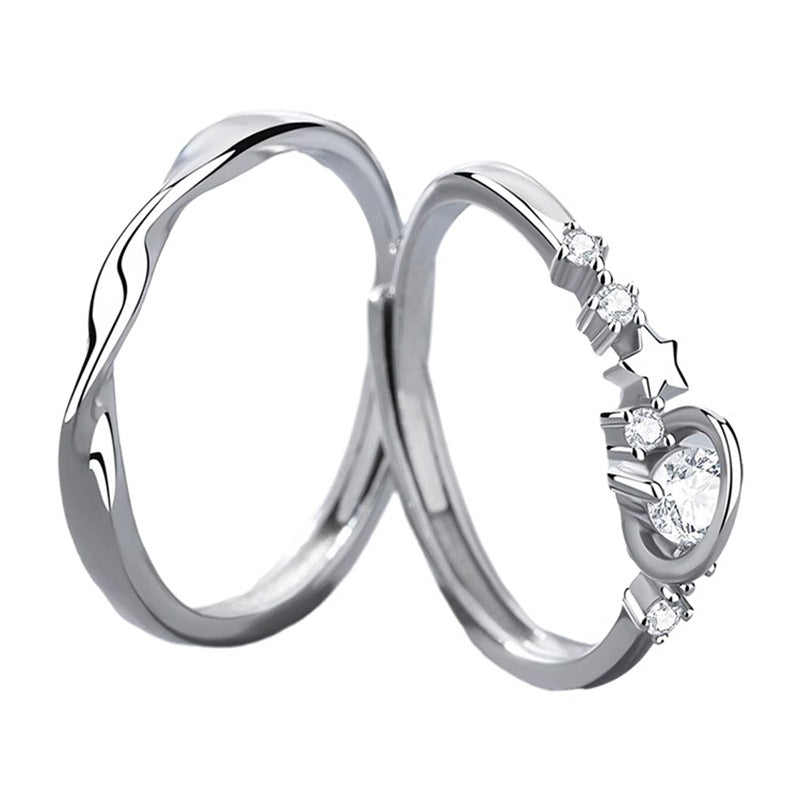 Planet Couple Sterling Sier One Finger Rings