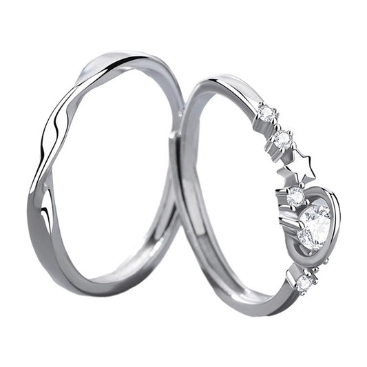Planet Couple Sterling Sier One Finger Rings