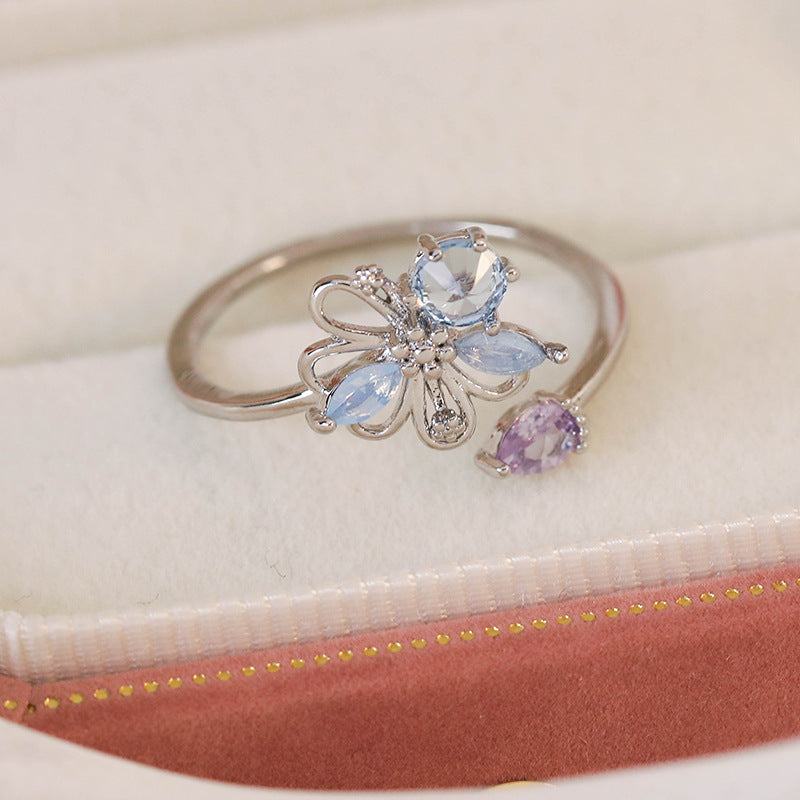 Micro Inlaid Zircon Niche Design Adjustable Rings
