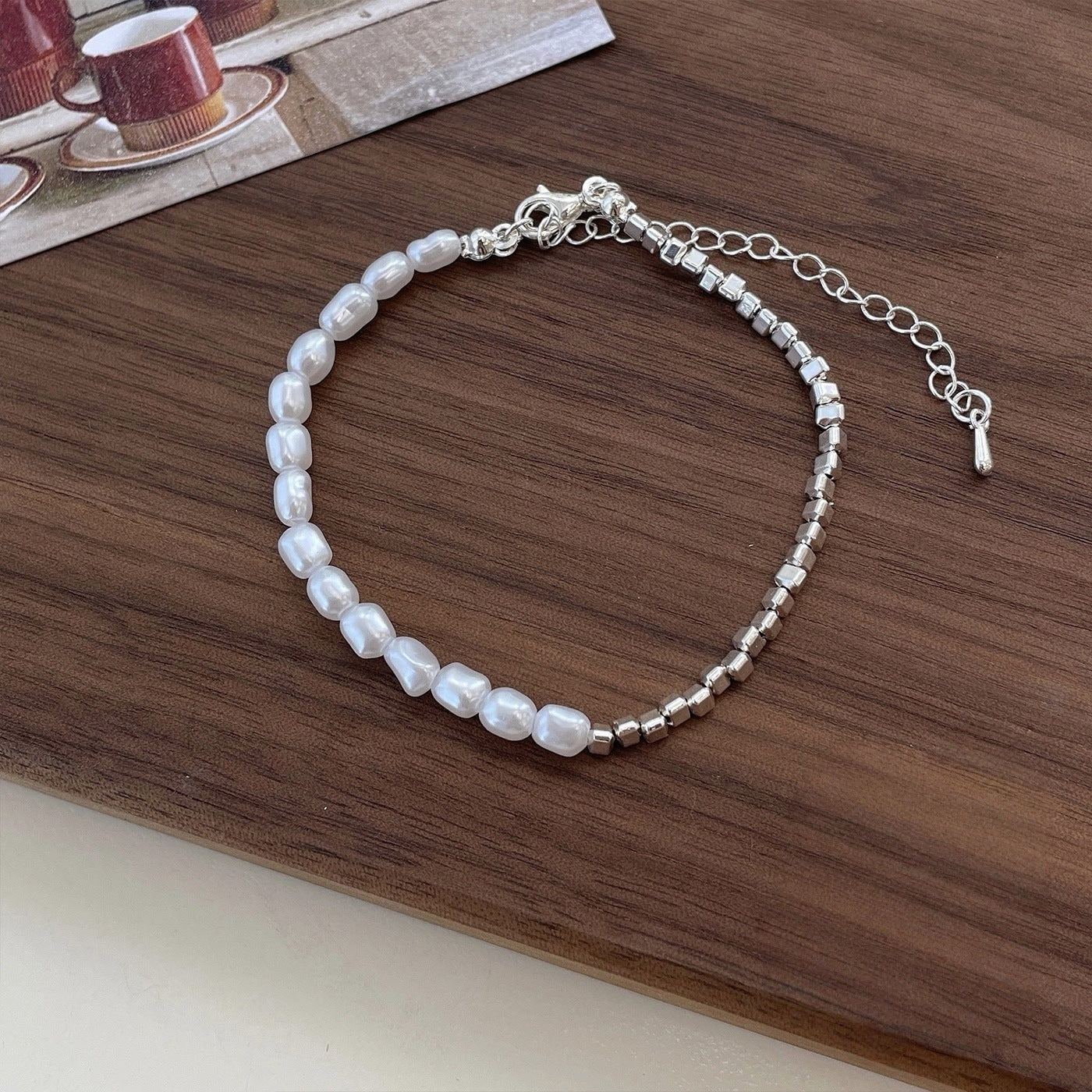 Women's Small Pieces Of Sier Beaded Summer Color Bracelets