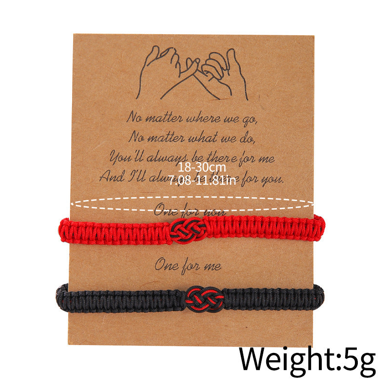 Couple Weaving In Black White Love Carrying Bracelets