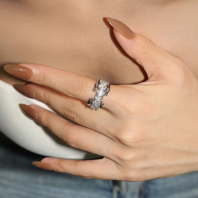 Female Adjustable Advanced Full Rhinestone Zircon Rings