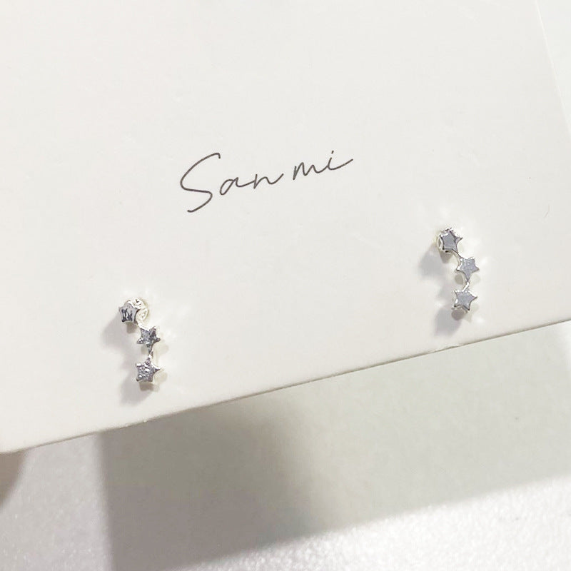 Fresh Plain Sier Plated Bow Female Small Simple Stud Earrings