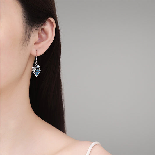Decoration Design Wave Coconut Tree Moonstone Earrings