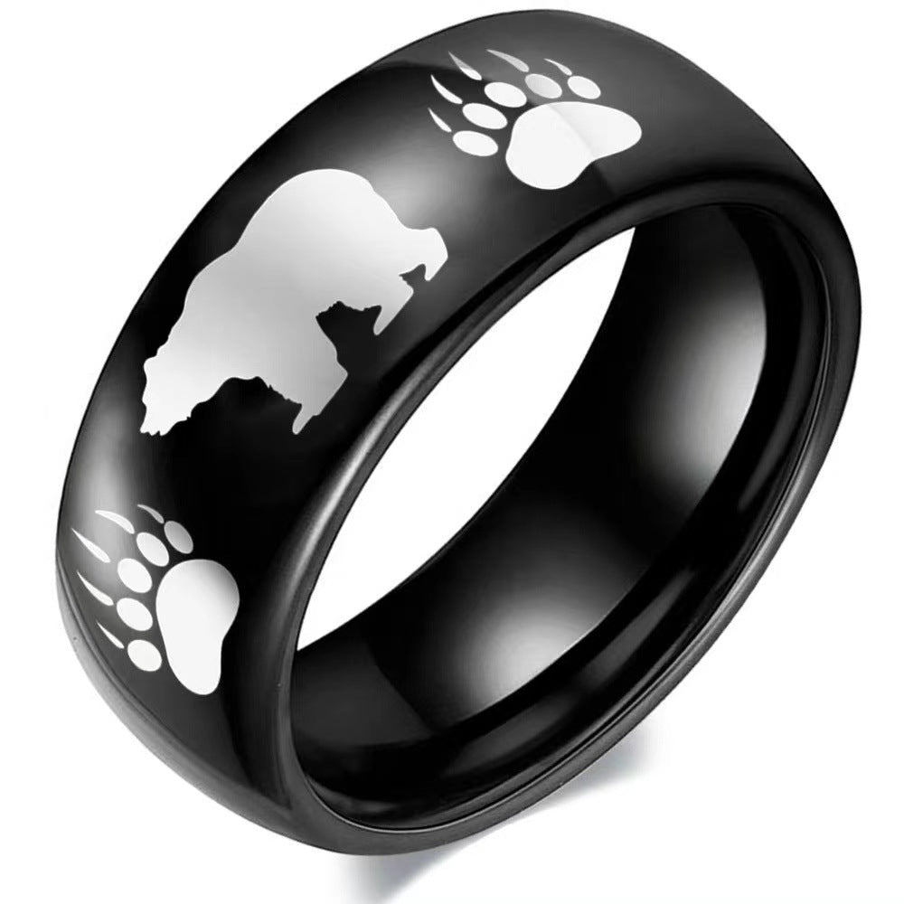 Men's Charming Cartoon Bear Stainless Steel Rings