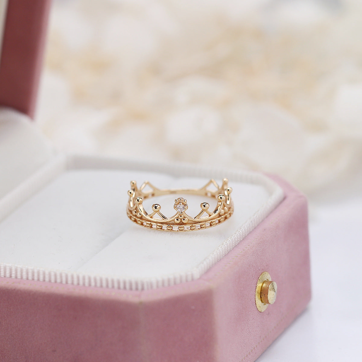 Crown Zircon Sterling Sier Gold Plated Retro Rings