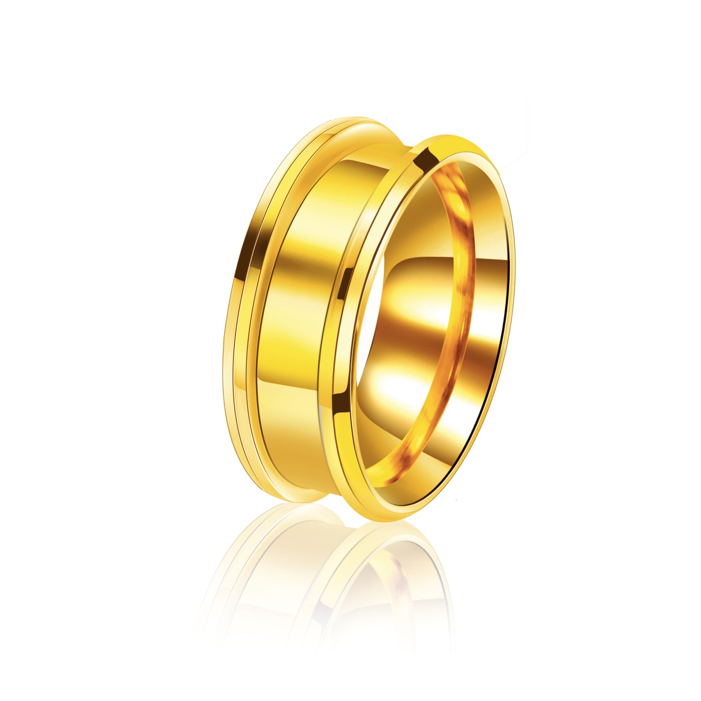 Men's Steel Minimalist Hip Hop Double Bevel Groove Rings