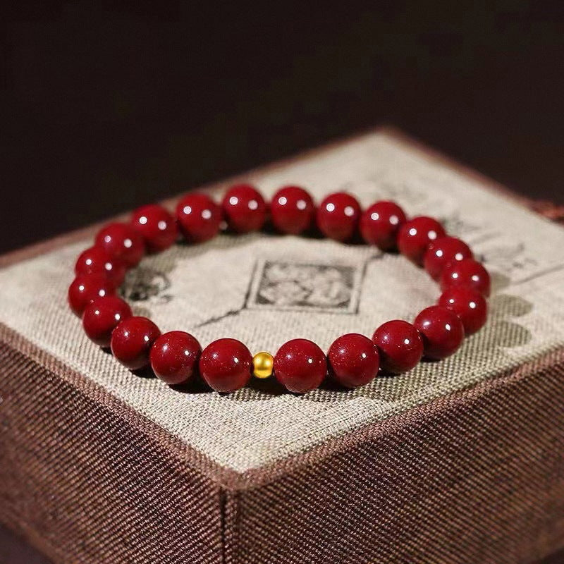 Women's & Men's Gold Sand Cinnabar Life Lucky Beads Bracelets