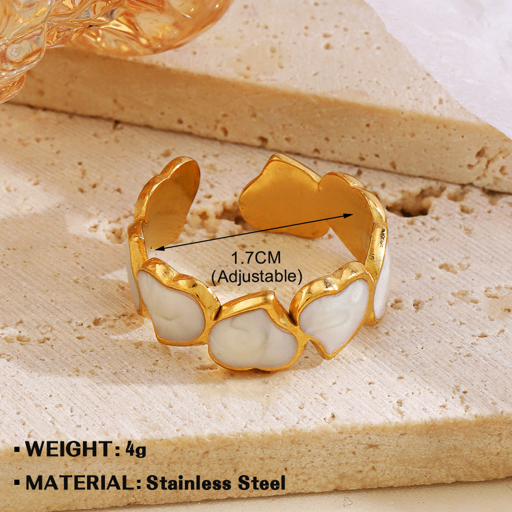 Women's Popular Stainless Steel Drip Open Personalized Hip Hop Real Rings