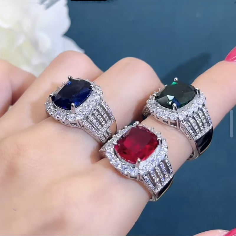 Simulation Colored Gems Retro Style Shining Rings