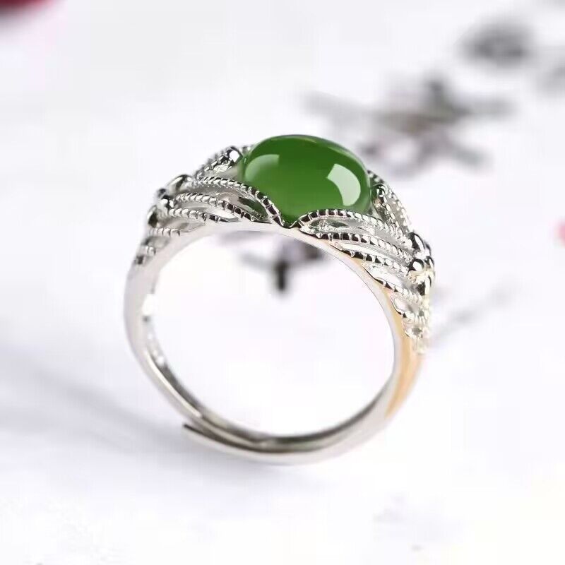 Men's Imitation Green Chalcedony Fashion Temperament Jade Rings