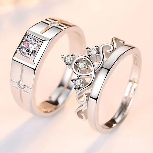 Minority Simple Fashion Rhinestone Zircon Couple Open Rings