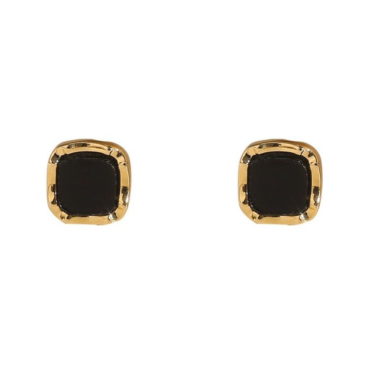 Women's Square Small Ear Sterling Sier Refined Earrings