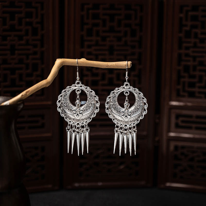 Imitation Miao Sier Ethnic Style Peacock Earrings