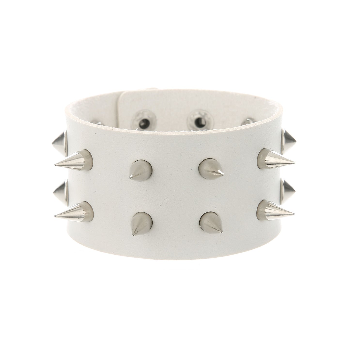 Punk Double Row Alloy Spike Couple Leather Rock Stainless Bracelet