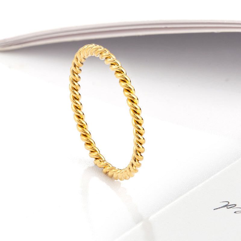 Twist Gold-plated Niche Twisted Female Titanium Rings