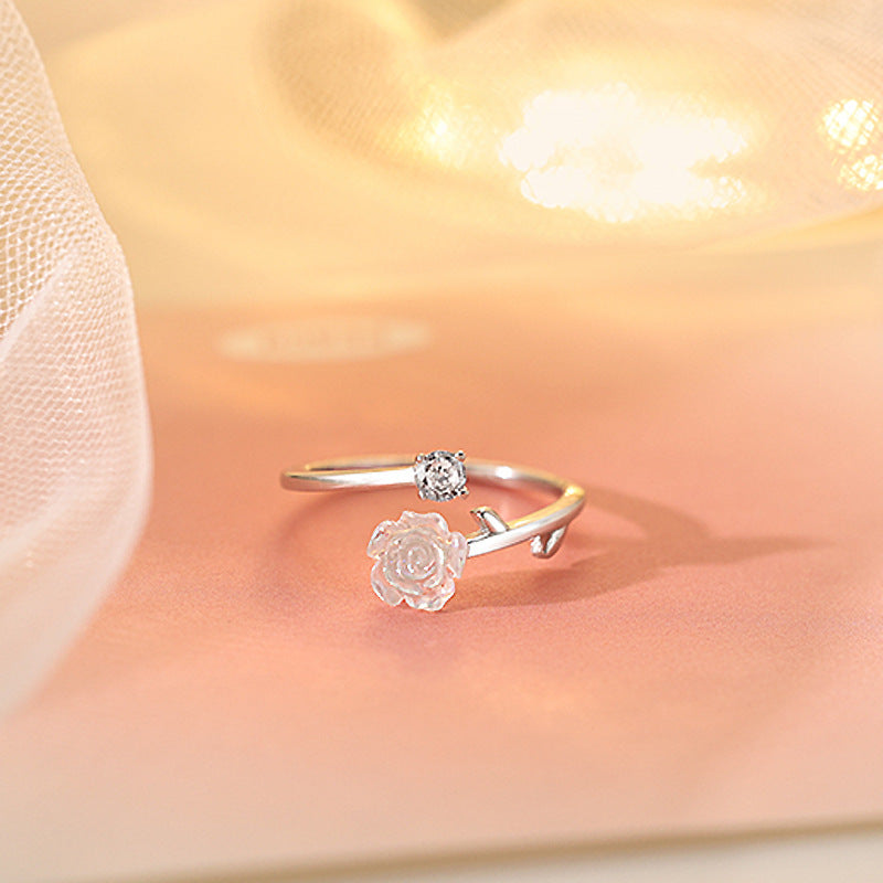 Camellia High Sense Refined Rhinestone Colorful Rings