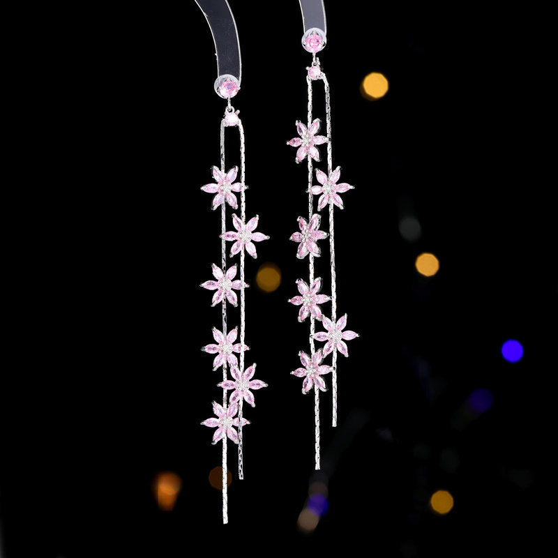 Super Fairy Long Face Modification Zircon Earrings