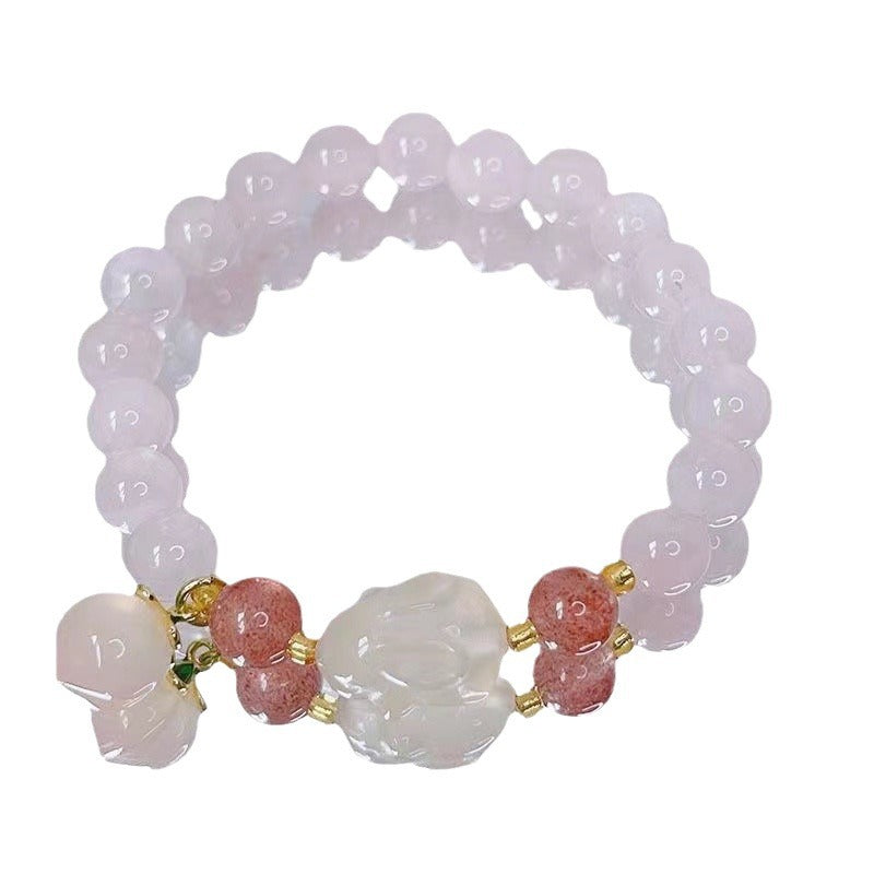 Natural White Agate Lychee Jelly Female Ancient Temperament Entry Bracelets