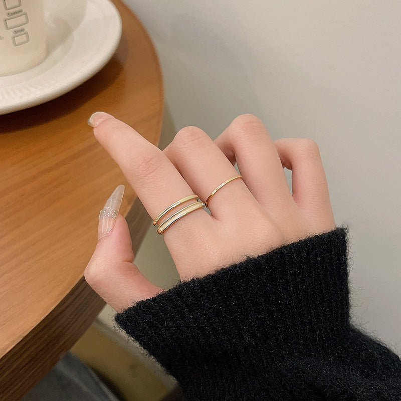 Open Adjustable Pearl Simple Cold Niche Ring