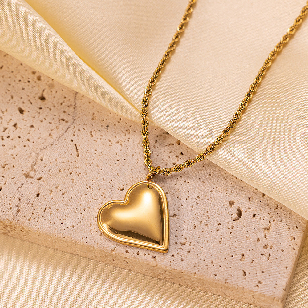 Women's Heart-shaped Stainless Steel For High-grade Golden Peach Heart Necklaces